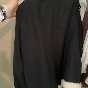Black with faux white fur trim